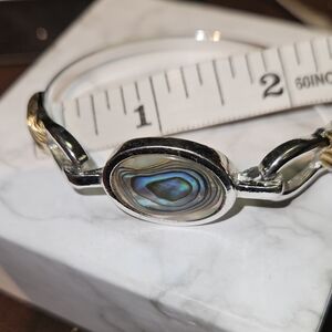 Vintage Avon Abalone Shell Hook Bracelet Two-Tone(Silver&Gold) Small 6" E.U.C.